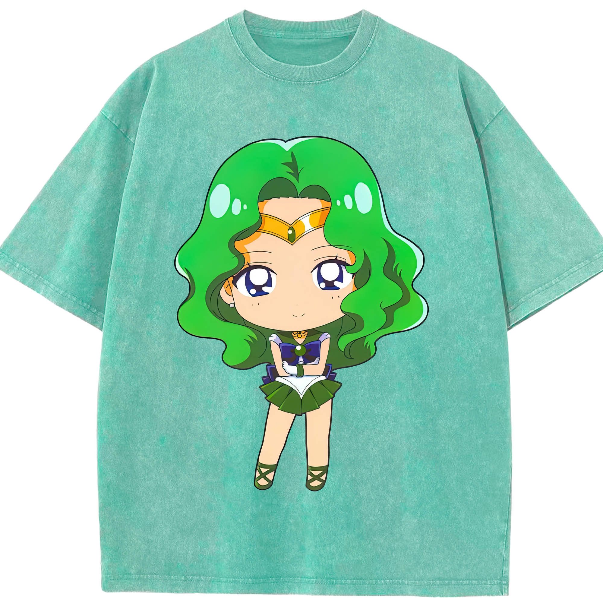 （画像用） 美少女戦士セーラームーン 海王 みちる（かいおう みちる） Sailor Moon Kaiou Michiru 綿100% ヴィンテージ風 半袖Tシャツ（フロントプリント）